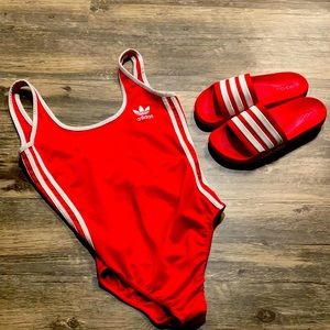 Adidas body suite and slides